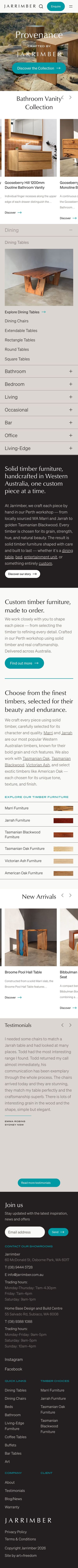 Jarrimber Furniture website on a phone