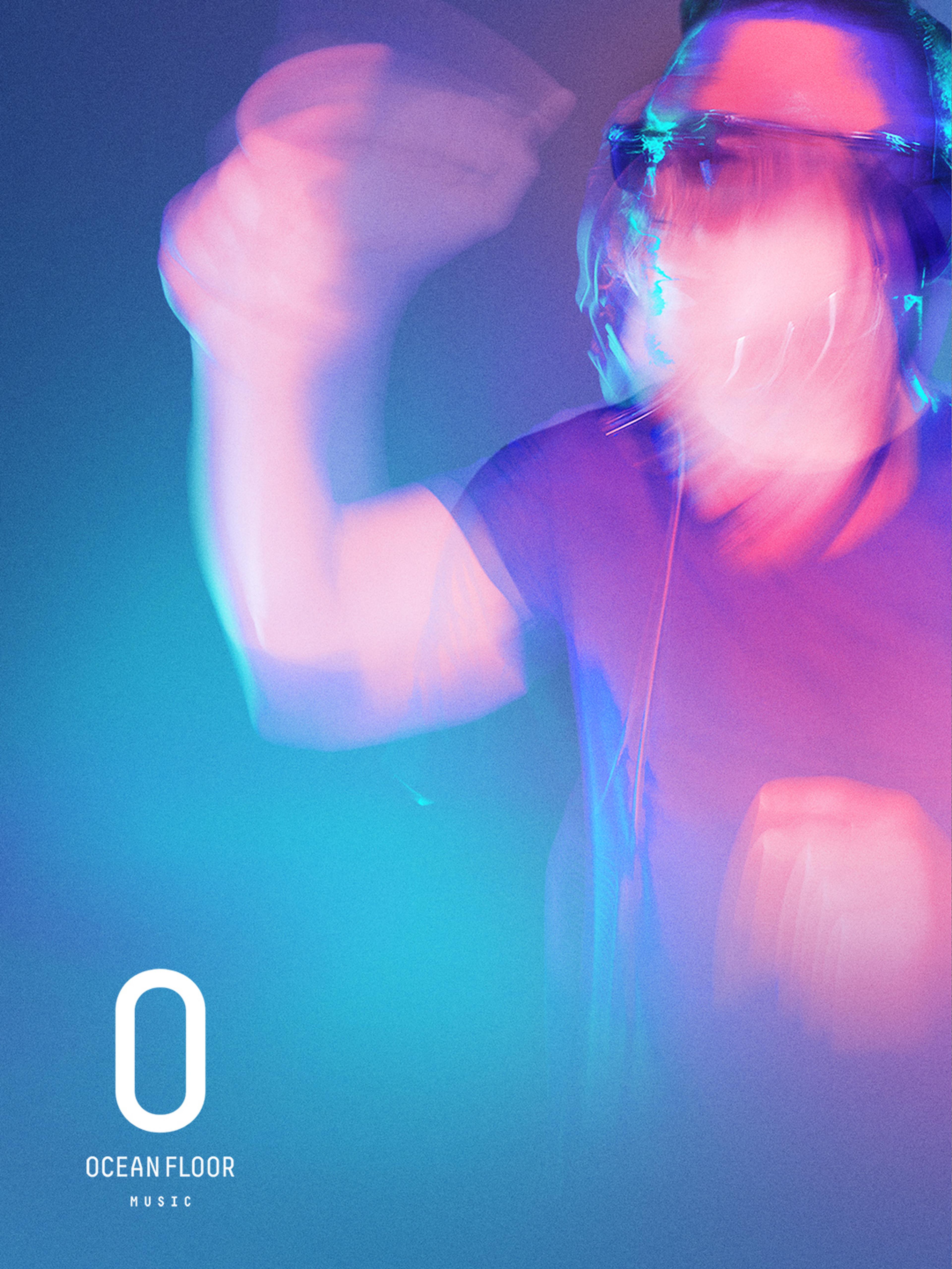 Campaign artwork: a producer in blue light with the Ocean Floor Music logo