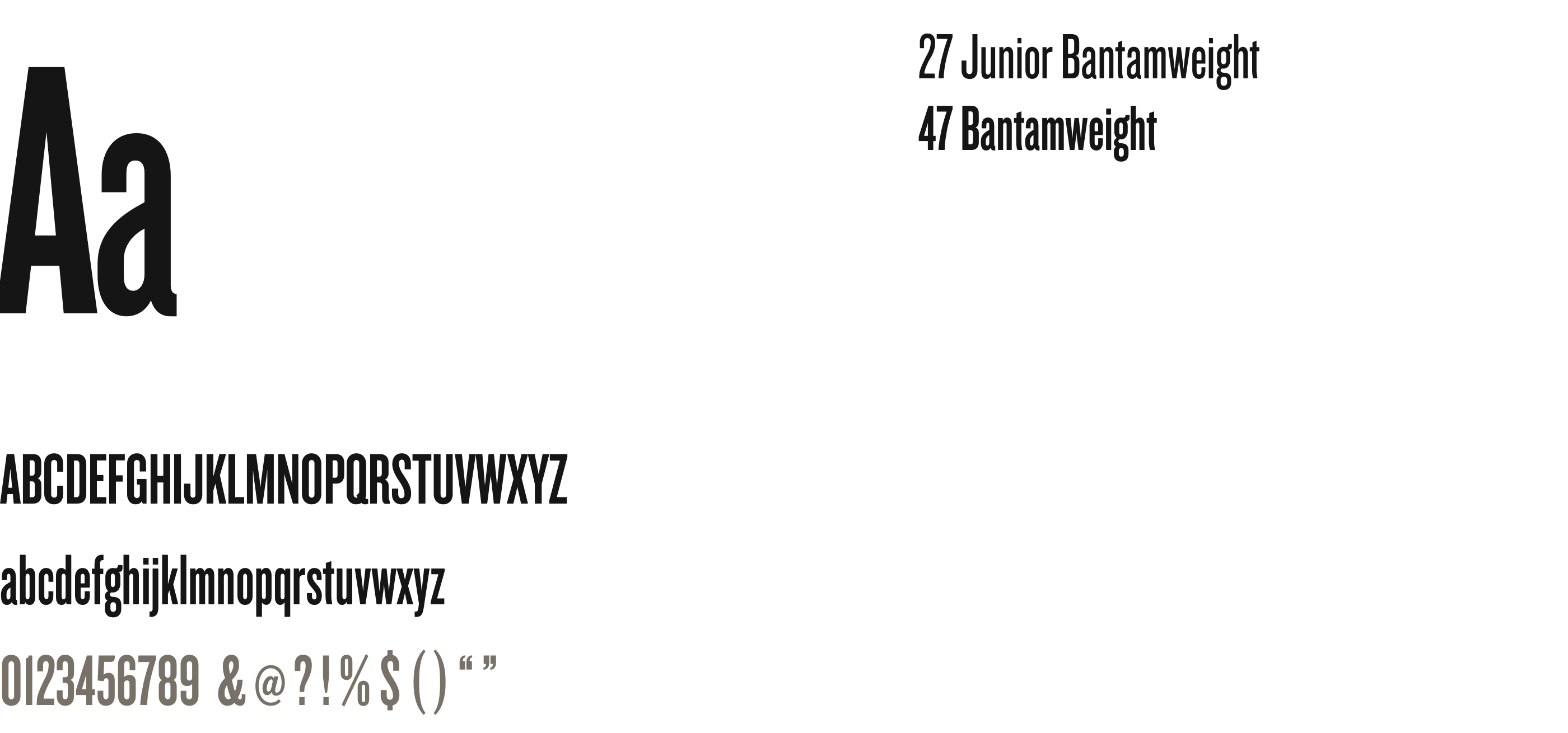 Knockout specimen: weights and character set