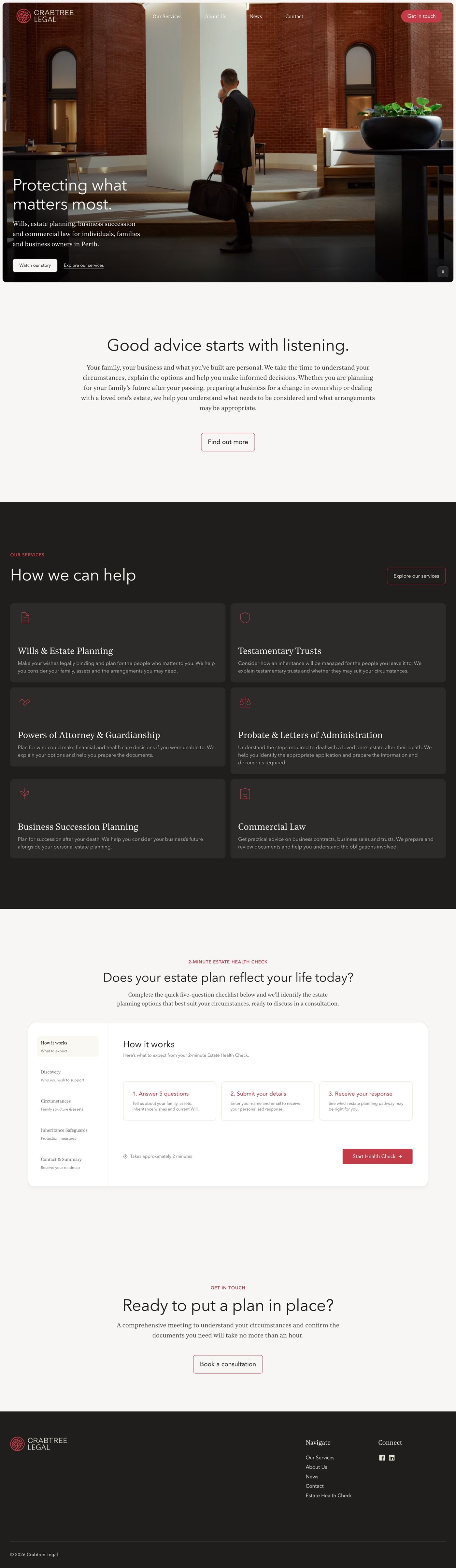 Crabtree Legal website on desktop