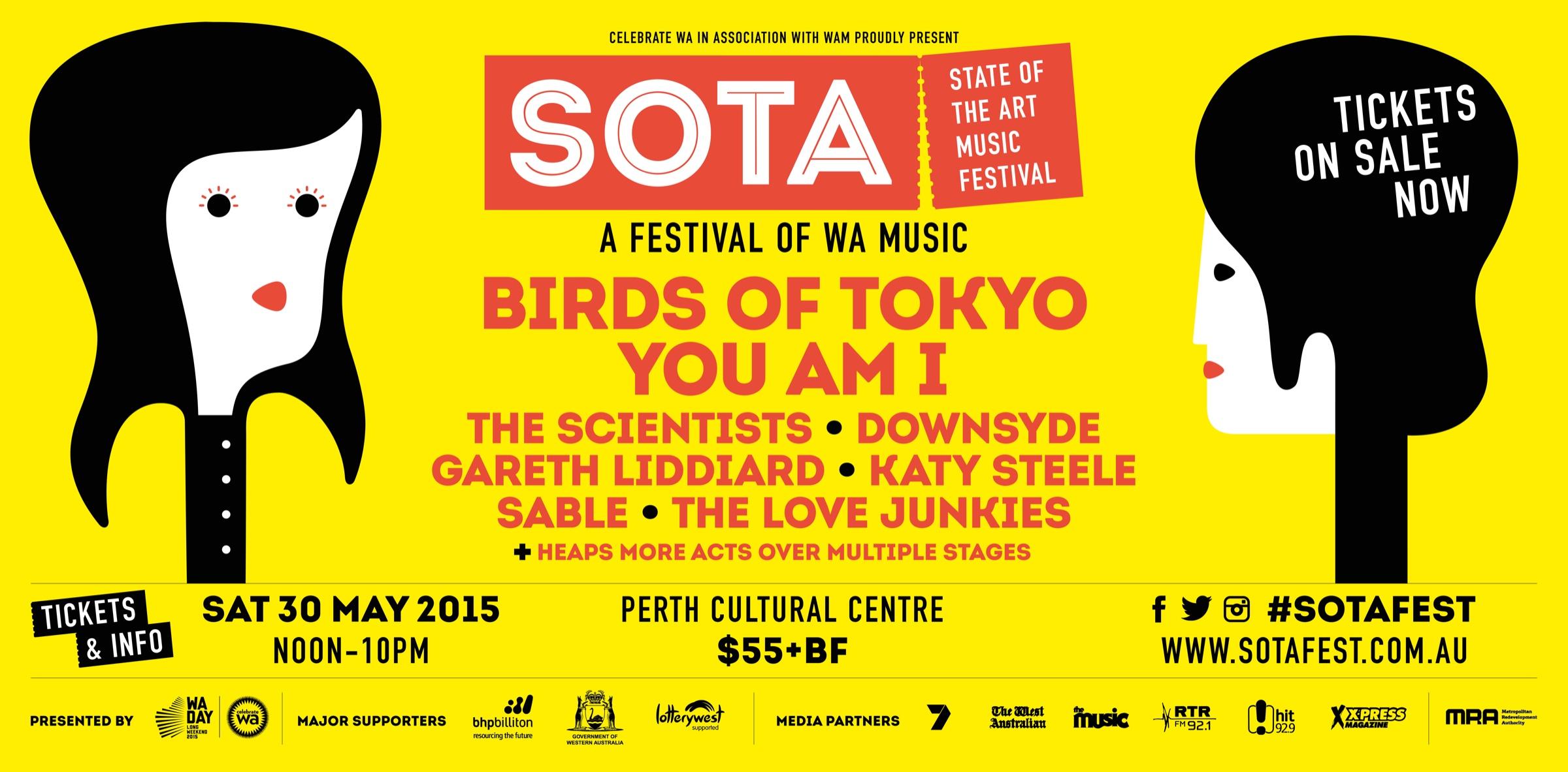 Wide Adshel for SOTA with the guitar girl and the festival line-up