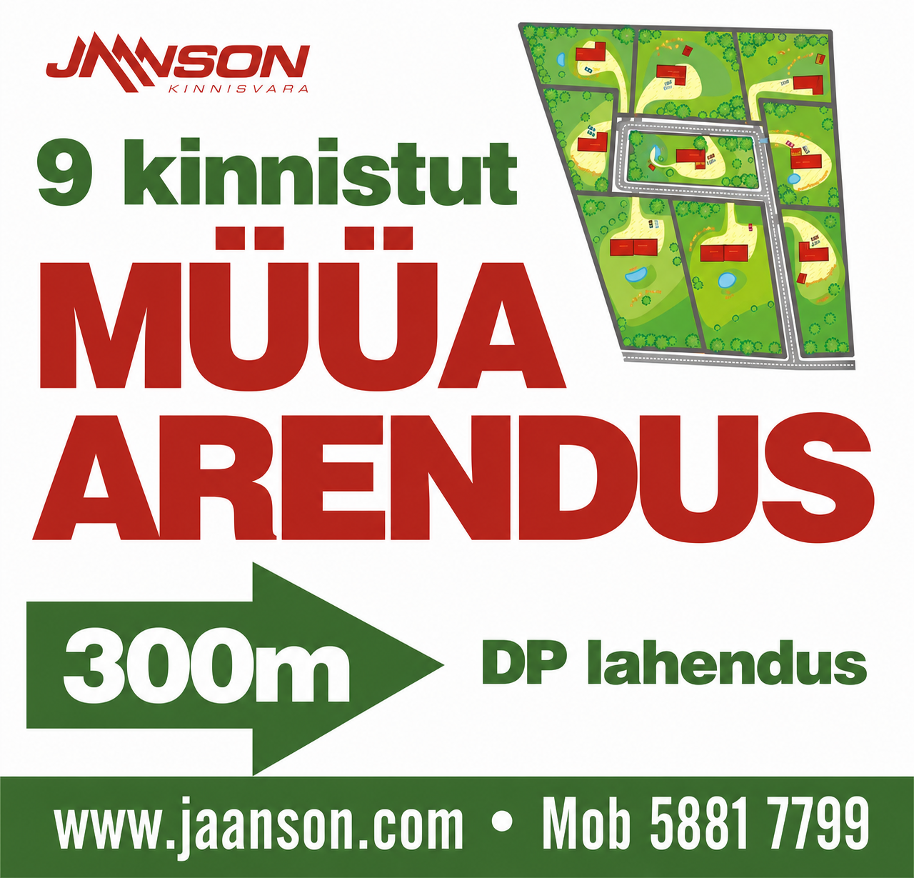 Arendus üheksale üksikelamule Rapla linna piiril