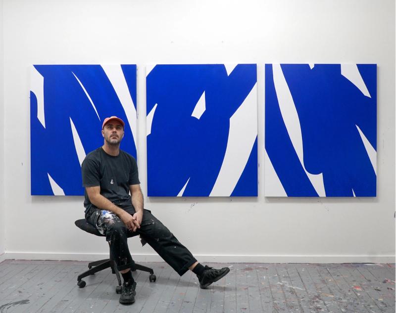 Blue Stroke Triptych