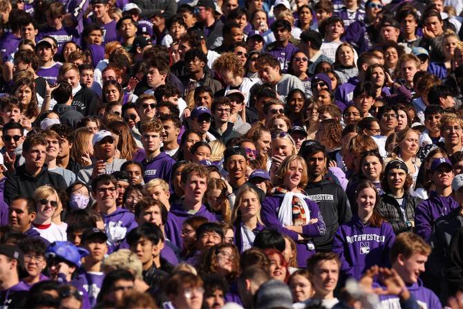 Northwestern University students at a football game.