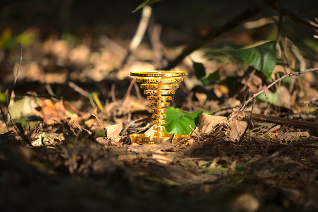 A golden trophy that is the treasure for a treasure hunt