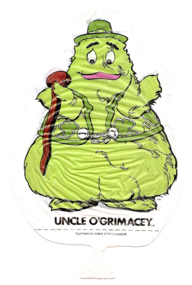 Photo of a hand puppet/balloon depicting McDonald's character Uncle O'Grimacey