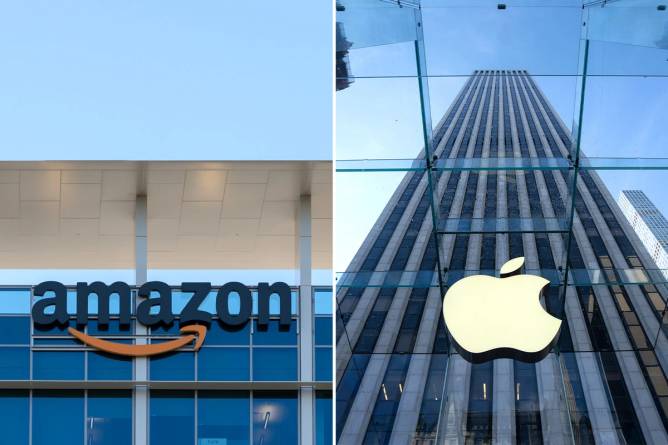 Amazon and Apple logos
