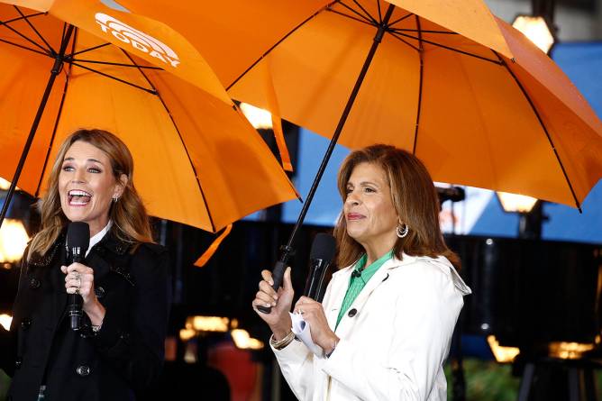 NBC anchors Savannah Guthrie and Hoda Kotb attend as Wynonna Judd performs on NBC’s “Today” at Rockefeller Plaza on October 24, 2022 in New York City.