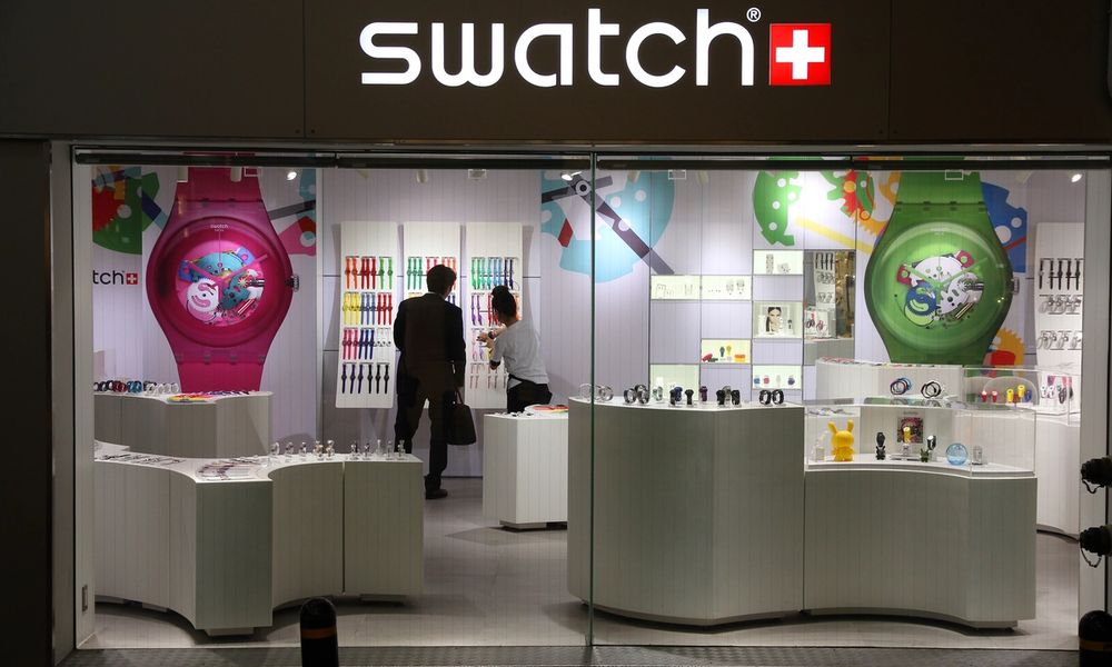 Customers in a Swatch store