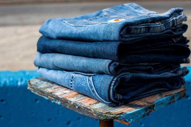 A stack of Carhartt jeans