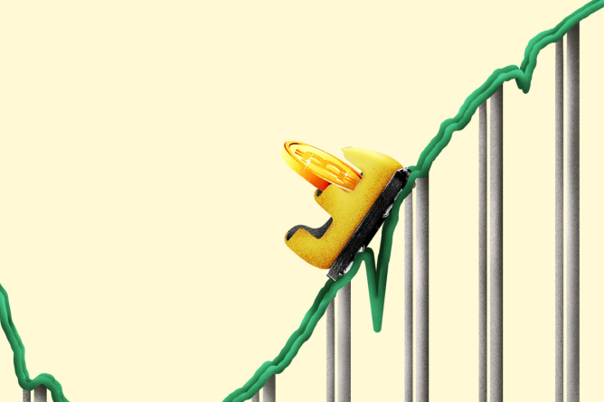 Bitcoin on a rollercoaster stock chart