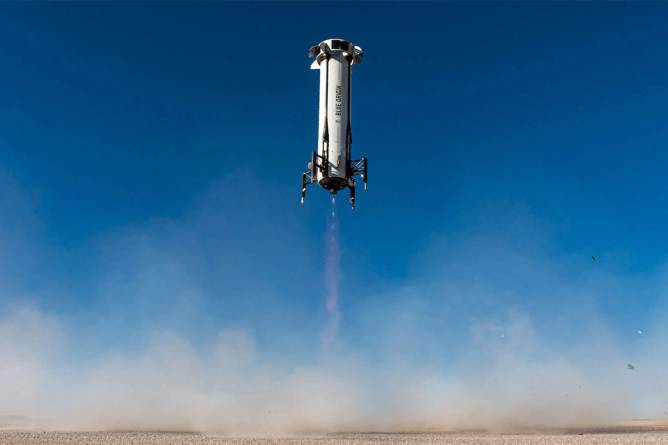 Blue Origin's New Shepard rocket in-flight