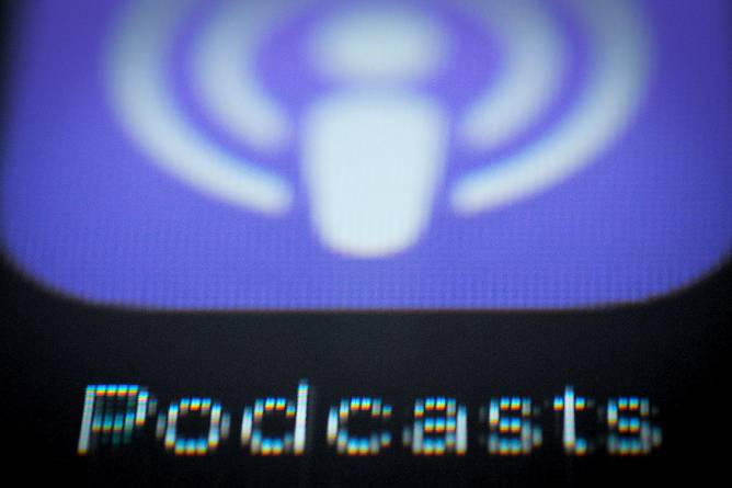 The Podcast application is seen on an Apple iPad on October 24, 2017.