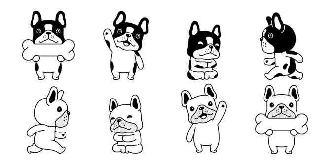 illustration of french bulldogs