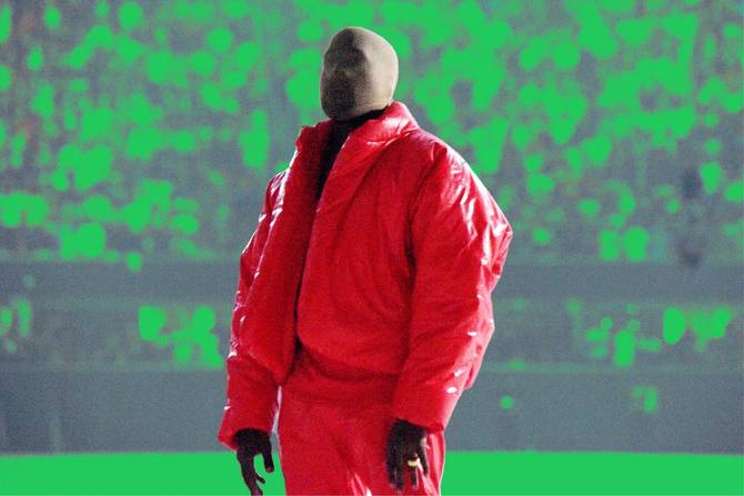 Kanye West in red