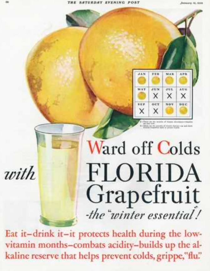 a vintage grapefruit juice ad