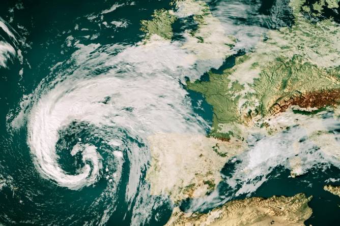 Aerial view of a storm system