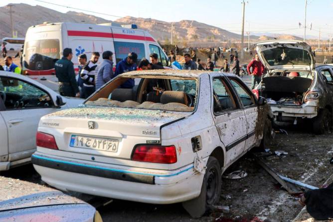 Cars damaged by bombs in Iran