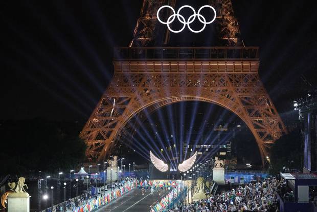 The Eiffel Tower during the Olympics opening ceremony