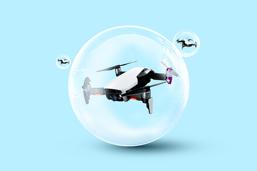 Drone encased in bubble
