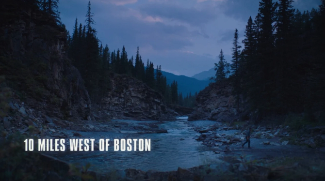 a screenshot of The Last of Us depicting a setting 10 miles west of Boston
