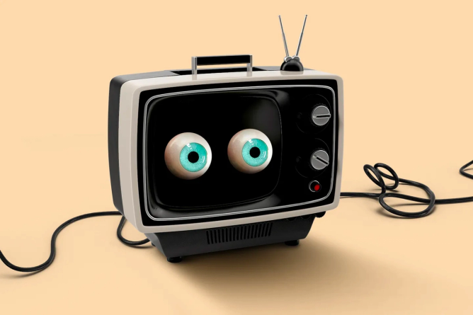 A TV with eyeballs 