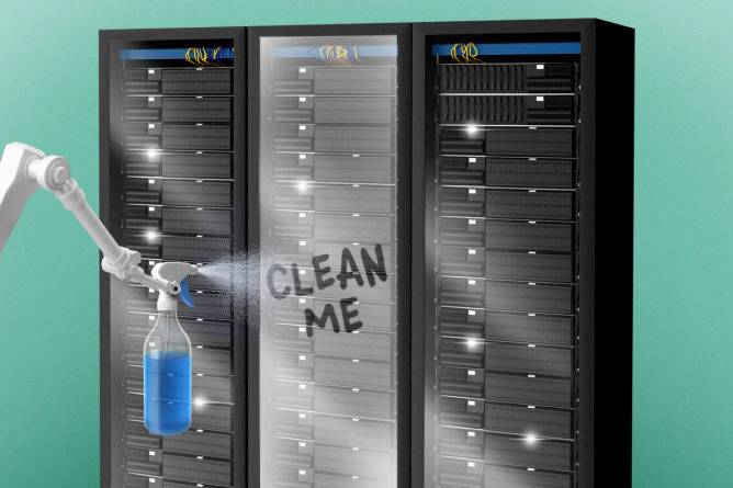 Picture of data with "Clean Me" written on it + bottle of cleaner in front of it, Patch Notes