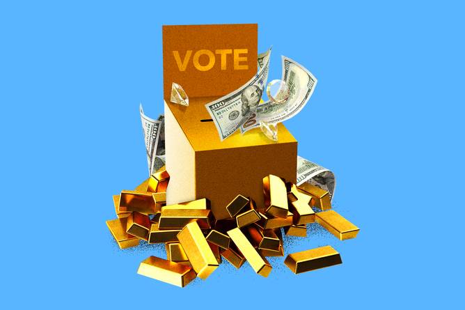 Money around a ballot box