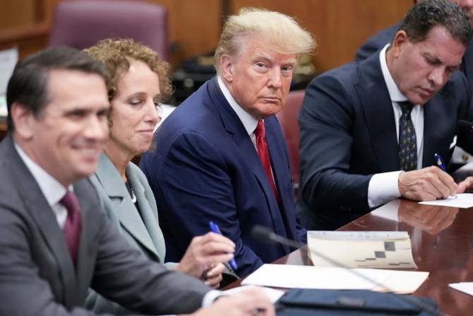 Former President Trump in a Manhattan courtroom