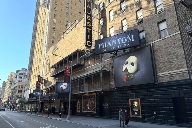 Majestic Theater with Phantom Of The Opera signs