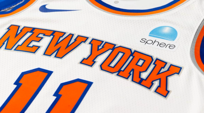 the Sphere logo on a New York Knicks jersey