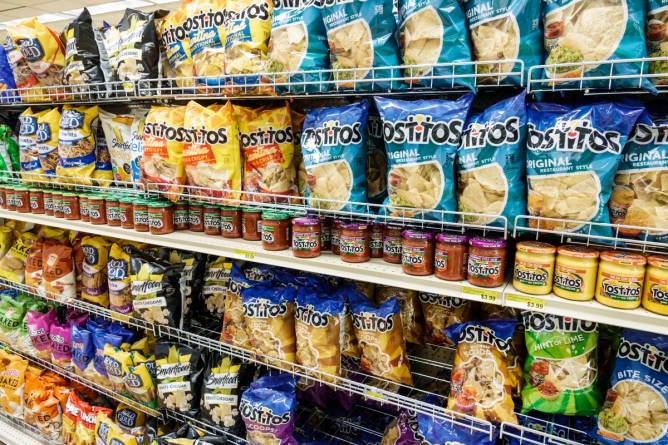 Tostitos display in a supermarket. 