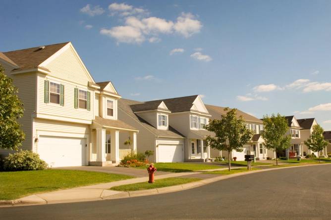 a row of suburban homes