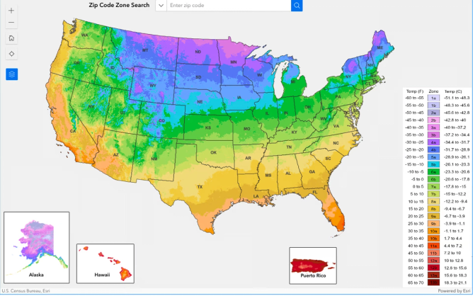 The Plant Hardiness Zone Map