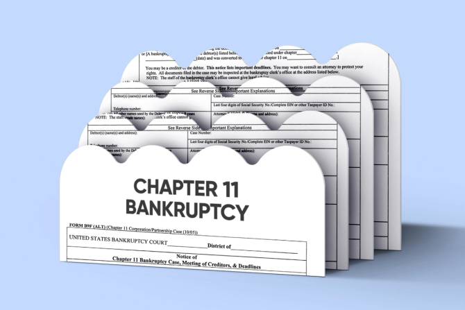 Stack of Chapter 11 Bankruptcy forms