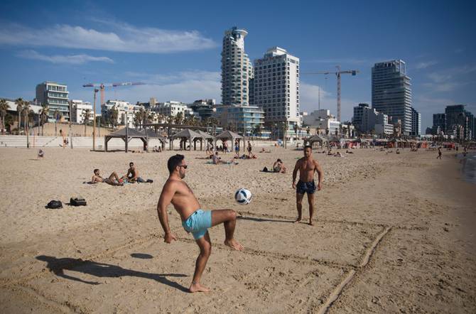 Beach scene in Tel Aviv