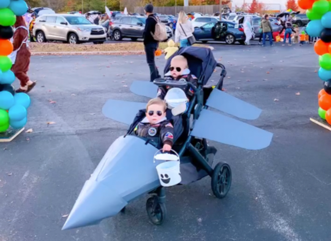 Halloween costume contest winner: two little kids as top gun pilots