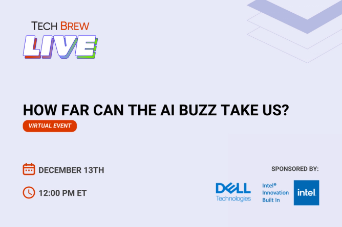 Graphic advertising Dec. 13, 2023, Tech Brew Live event.