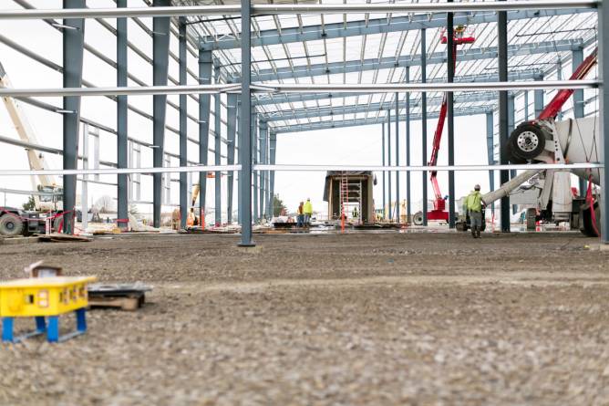 The under-construction campus at Cirba Solution's lithium-ion processing facility in Lancaster, Ohio.