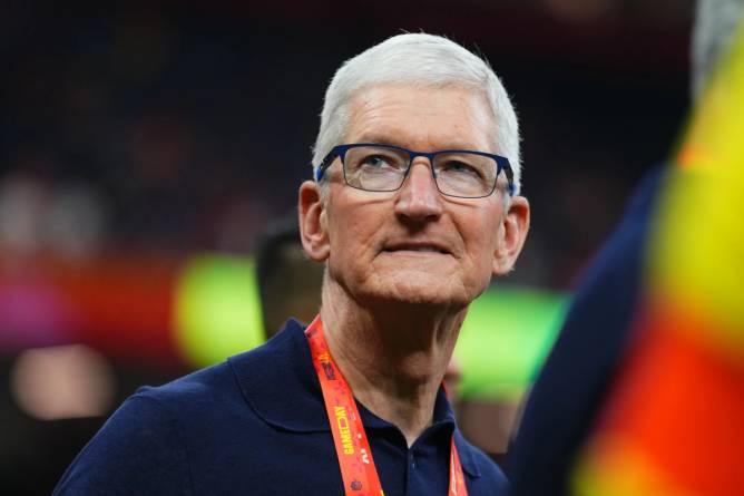 Apple CEO Tim Cook at Super Bowl LIX. 