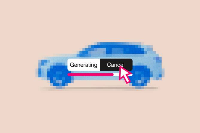 Pixelated car with a generating and cancel button displayed over.