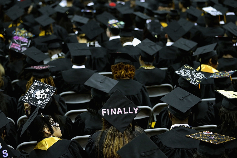 Caps of college graduates