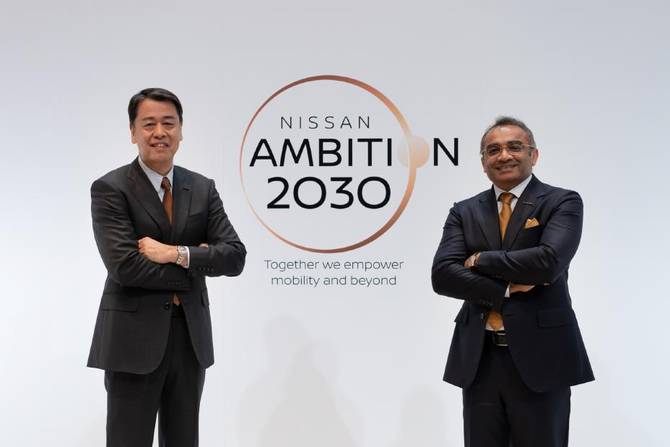 Image of Nissan execs on the day of 2030 EV announcement