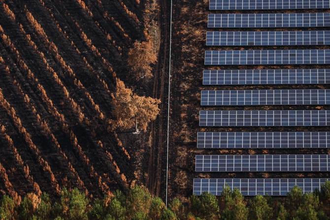 Image of solar panels in a field.