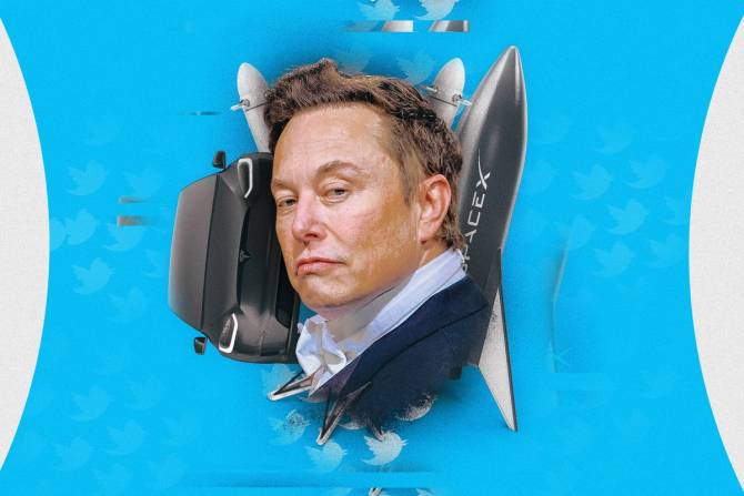 Elon Musk presiding over his business empire