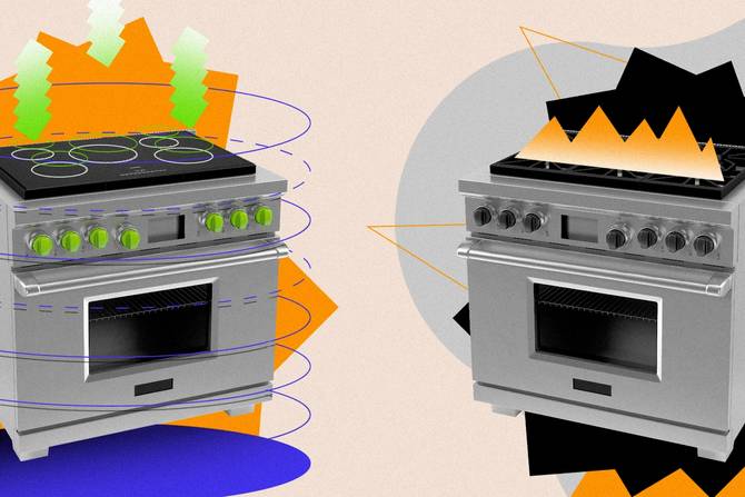 image of an electric stove and a gas stove