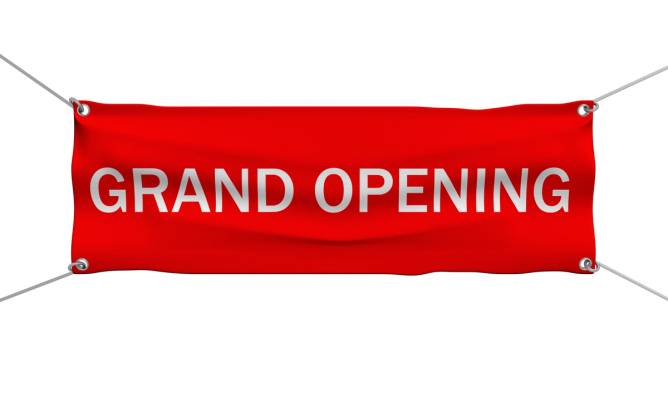 Grand opening sign.