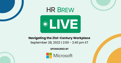 HR Brew logo with Microsoft logo for virtual event