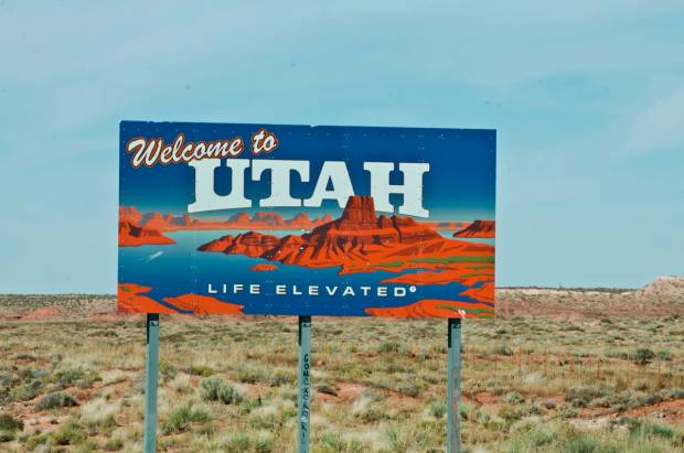 Welcome to Utah highway sign