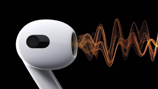 A sonic wave coming out of a third generation AirPod